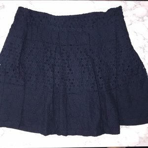 Banana Republic Navy Eyelet Flare Skirt w/pockets
